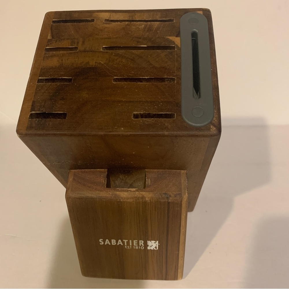 Knife Block Sabatier Nine Slots Hardwood Counter Top knife Storage & Sharpener